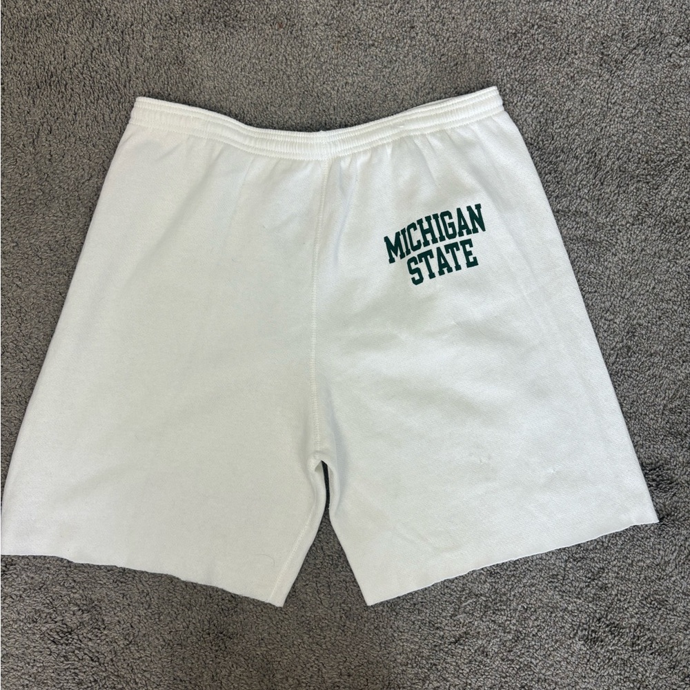 Vintage 90s white msu michigan state spellout‎ sweatshorts